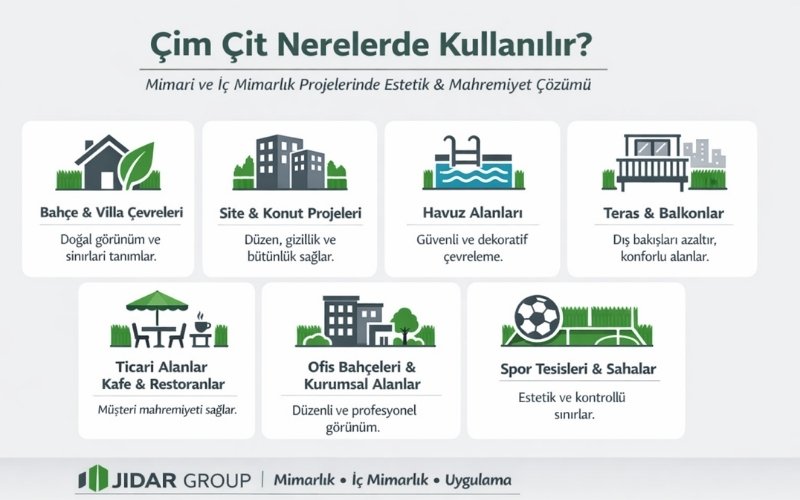 çim çit nerelerde kullanılır