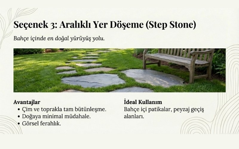 Yer Döşeme Taşları ile Doğal Görünümlü Yürüyüş Yolları 8 Aralıklı Yer Döşeme Taşları (Step Stone)