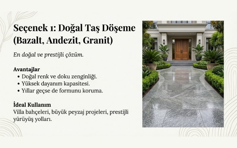 Yer Döşeme Taşları ile Doğal Görünümlü Yürüyüş Yolları 6 Doğal Taş Döşeme (Bazalt, Andezit, Granit)