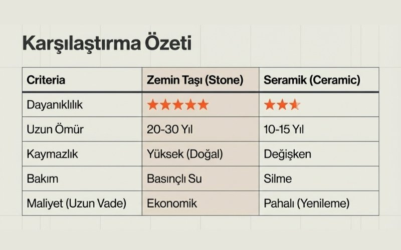 Zemin Taş Kaplama mı, Seramik mi? (Detaylı Karşılaştırma)
